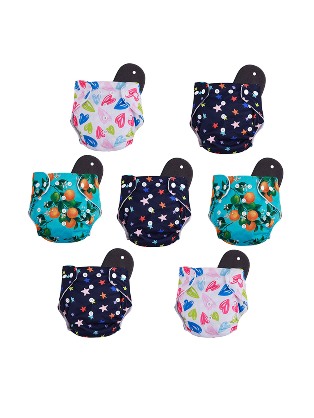 Novo Baby Set Of 7 Leakproof & Reusable Cloth Diaper With 5 Layer High Absorbent Pad