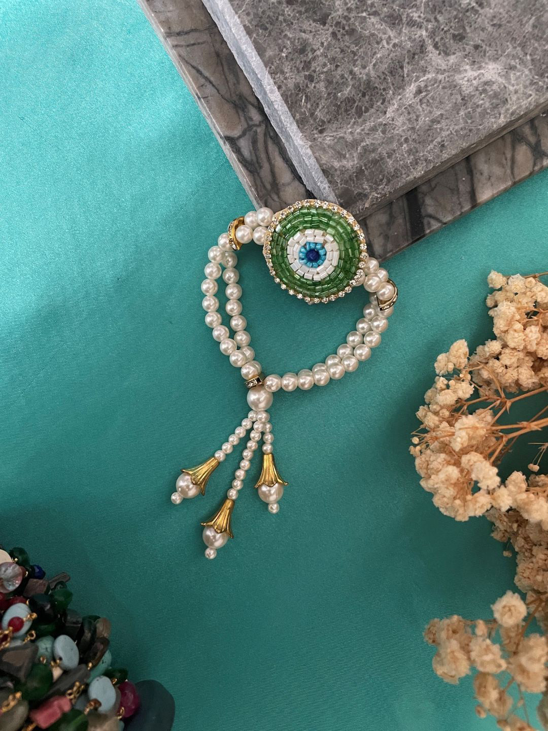 Digital Dress Room Pearls Beaded Evil Eye Lumba Rakhi