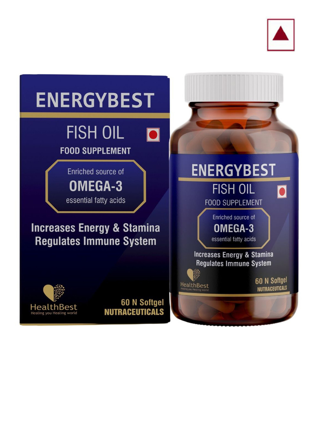 HealthBest Set Of 2 Energy Best Fish Oil Supplement- 60 Sofgel Capsules