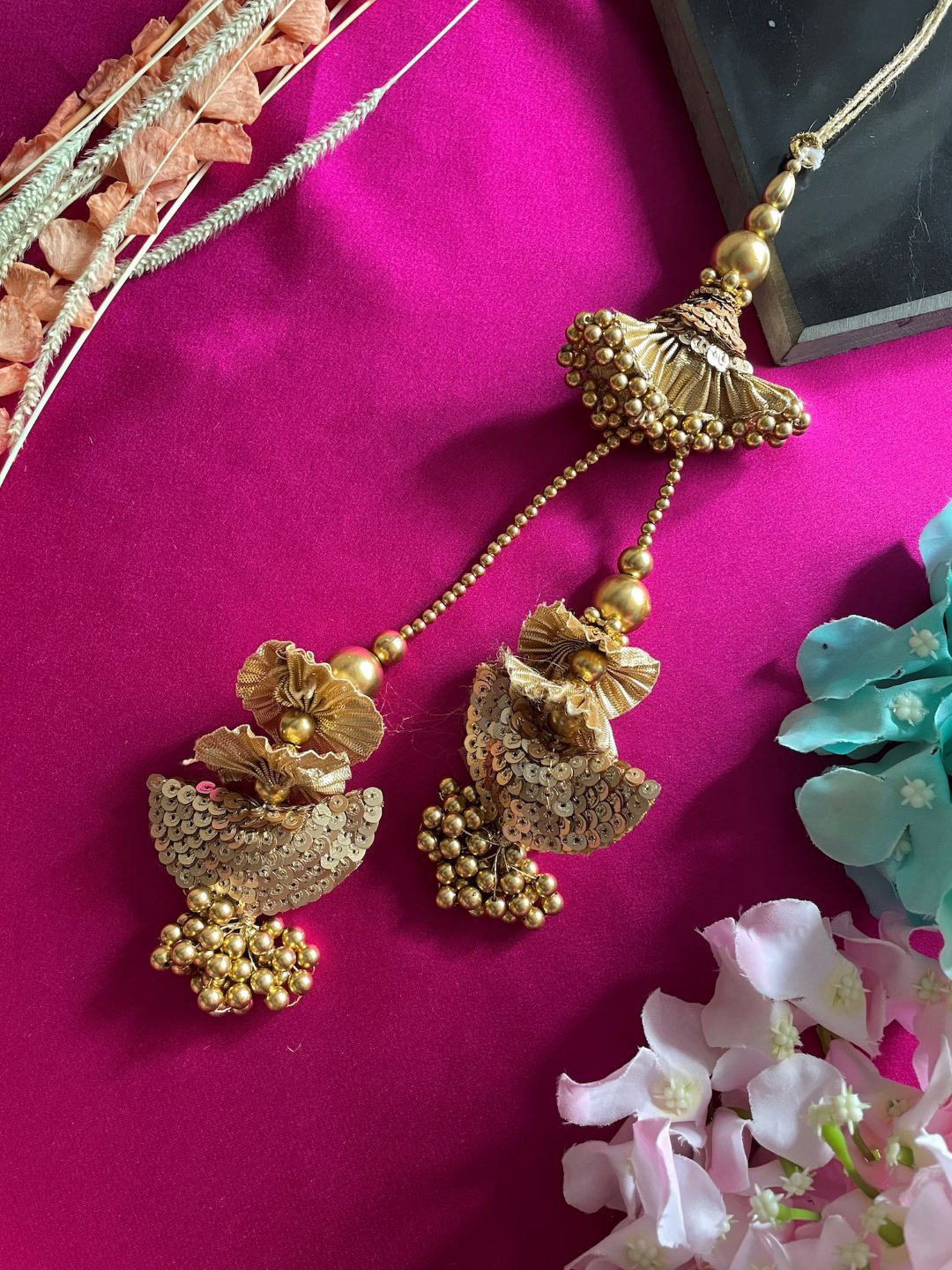 Digital Dress Room Artificial Beaded Tassel 3 Layer Lumba Rakhi