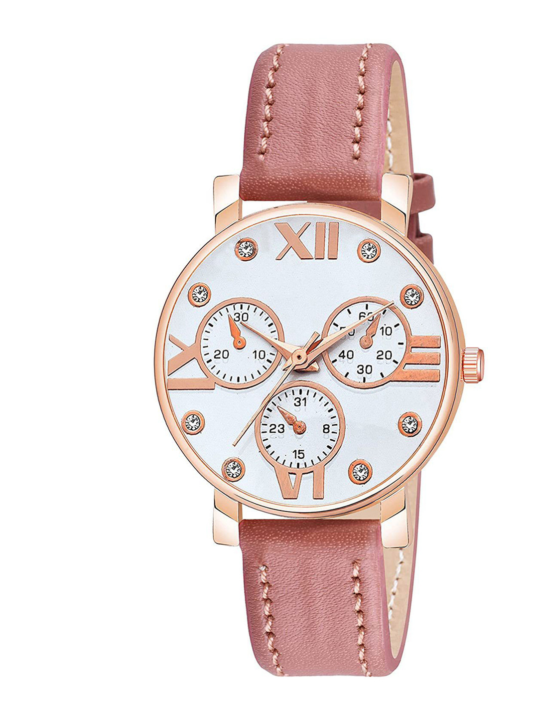 Gopal Shopcart Women Embellished Dial & Straps Analogue Watch C36RG MINAWH Peach Leather