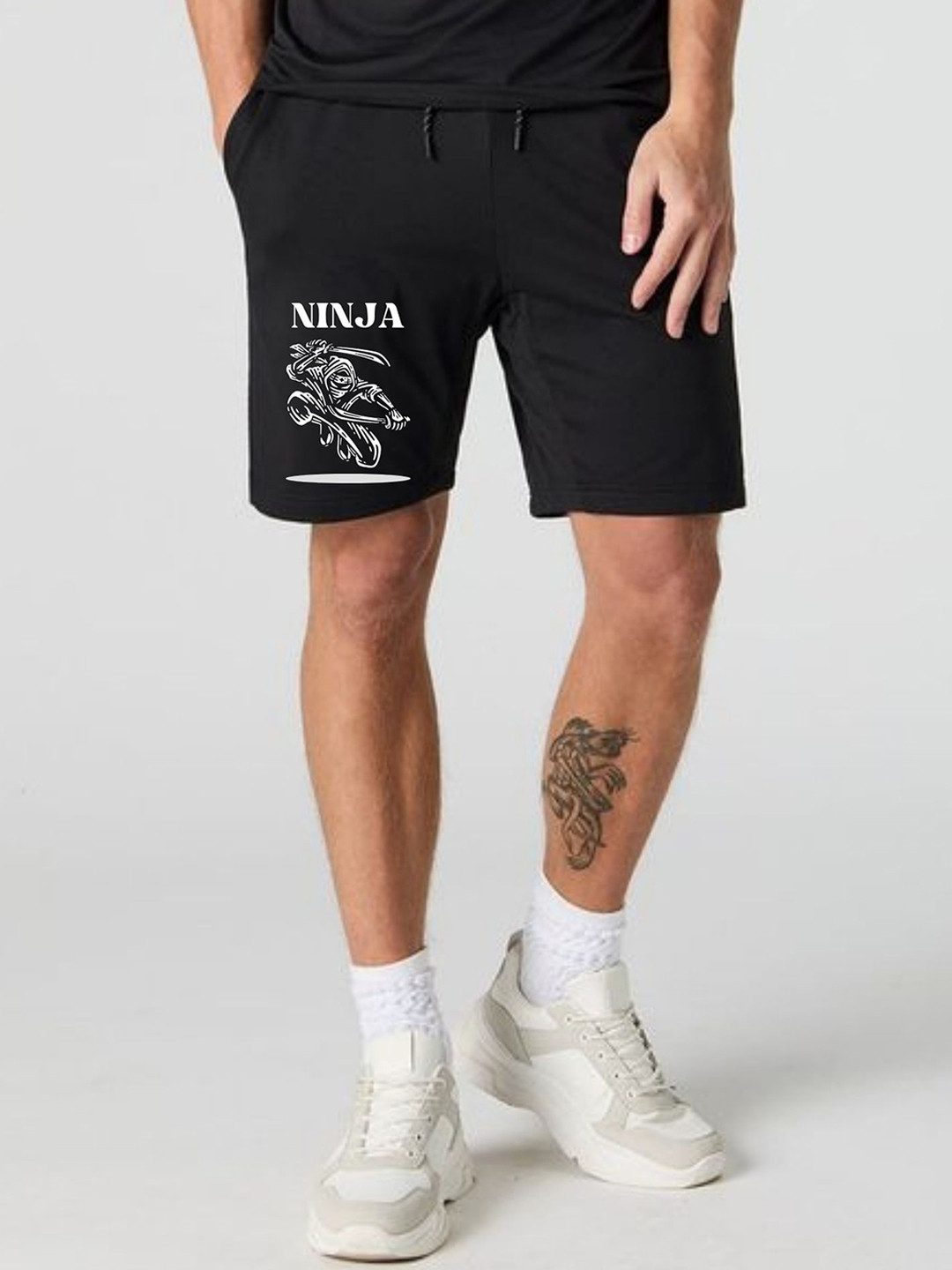 FABSTIEVE Men Ninja Printed Regular Fit Low-Rise Cotton Shorts