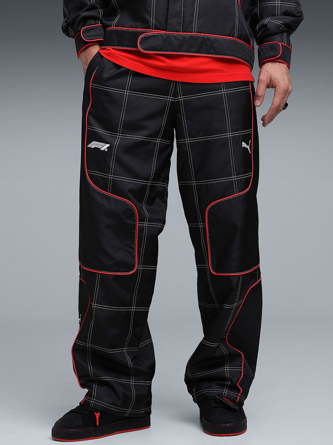 PUMA Motorsport Men Motorsport Self-design Mid-Rise Track Pants