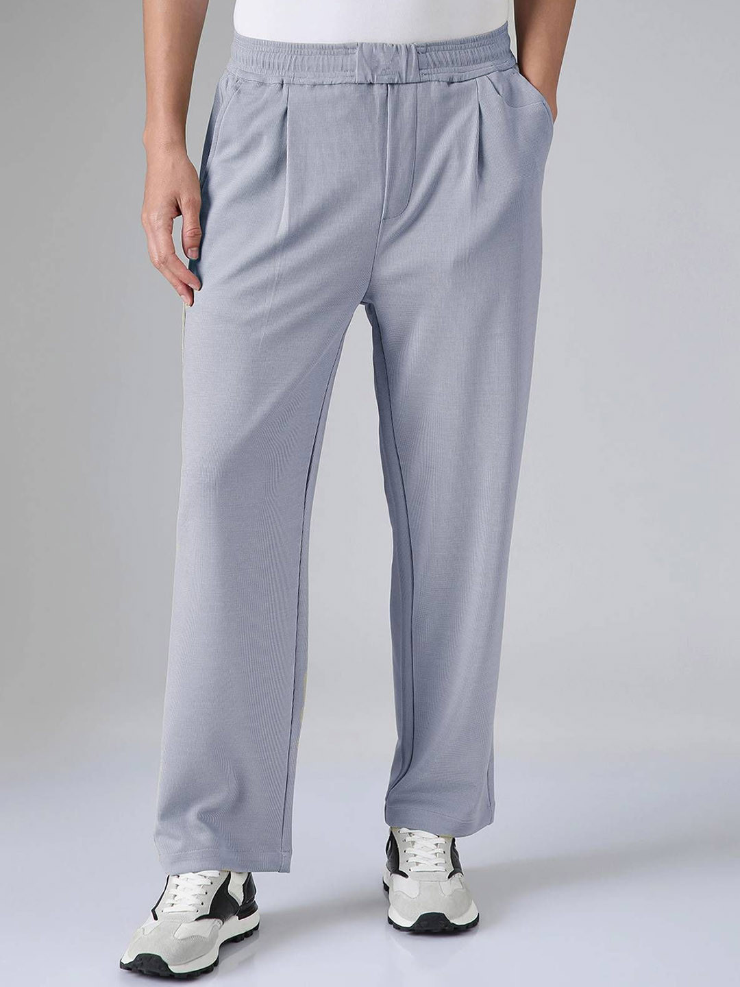 Men's Grey Mid-Rise Solid Loose Fit Joggers