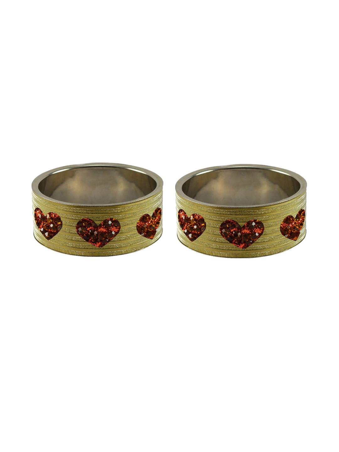 Vidhya Kangan Set of 2 Red Heart Embellishment Bangles Set