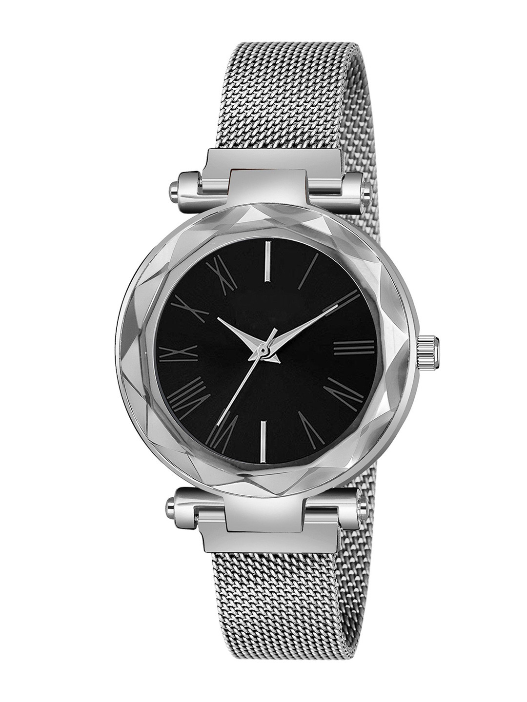 CSAMON Women Round Dial Analogue Watch GR_379_black Roman Silver Maganet