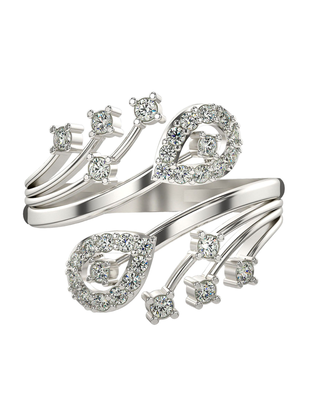 VALANOVA 14K White Gold Diamond Studded Ring 2.90 g