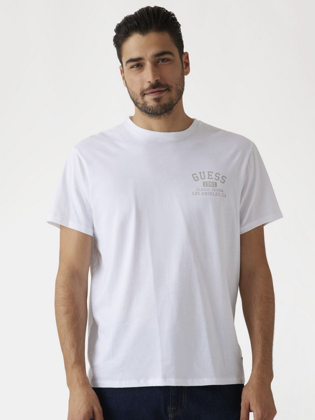 GUESS Typography Printed Round Neck Pure Cotton T-shirt