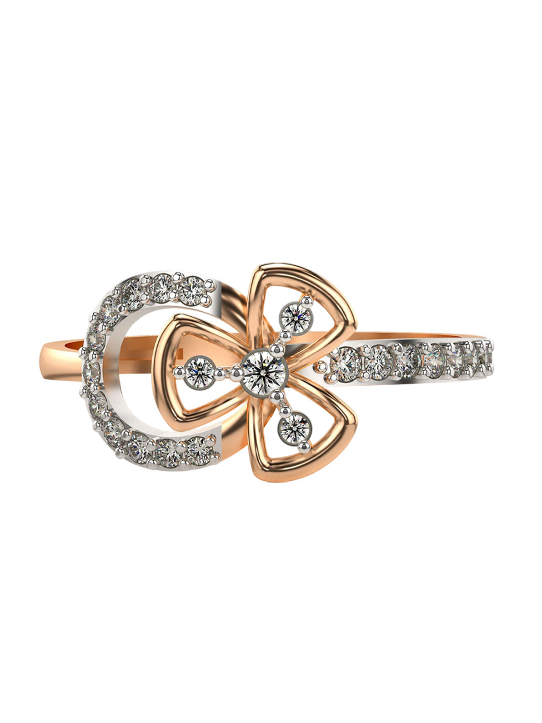 VALANOVA 14KT Rose Gold Diamond Studded Ring 1.94 g