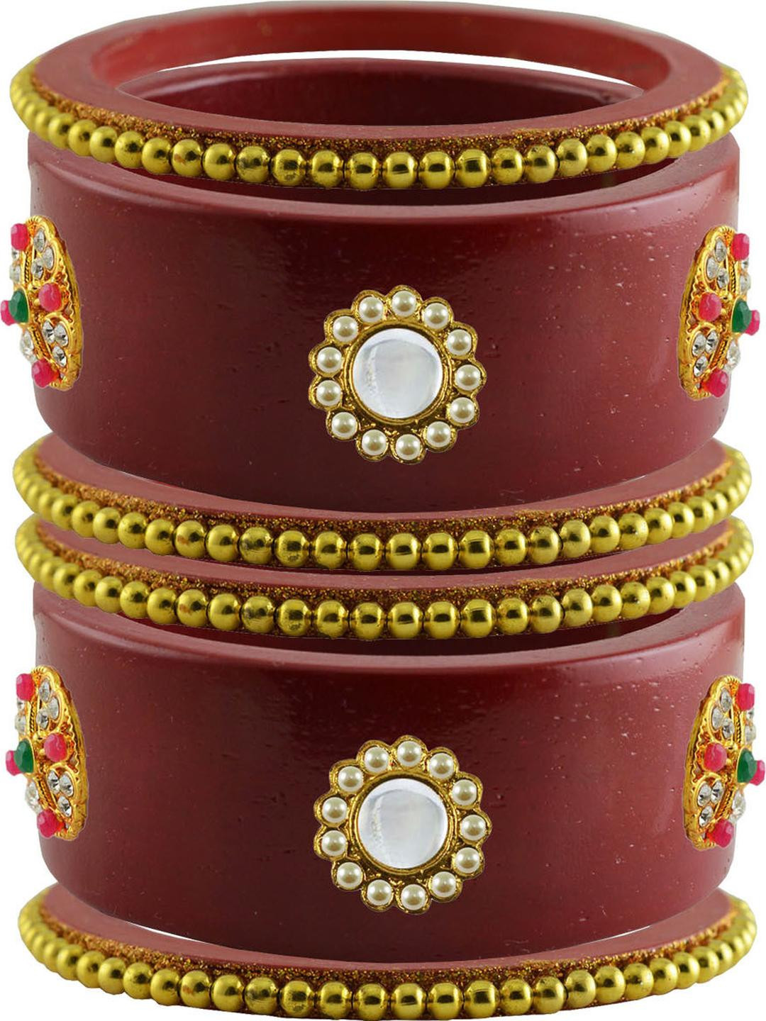 Vidhya Kangan  Plastic Crystal Maroon Bangle set