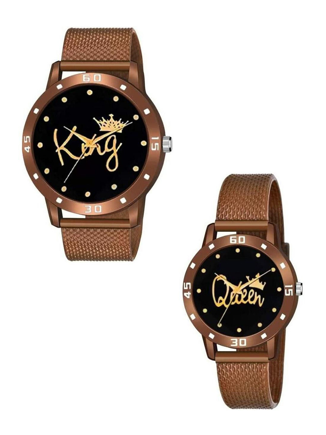 CSAMON Unisex Set Of 2 Analogue Watch BRO King Queen Aeviyo Case