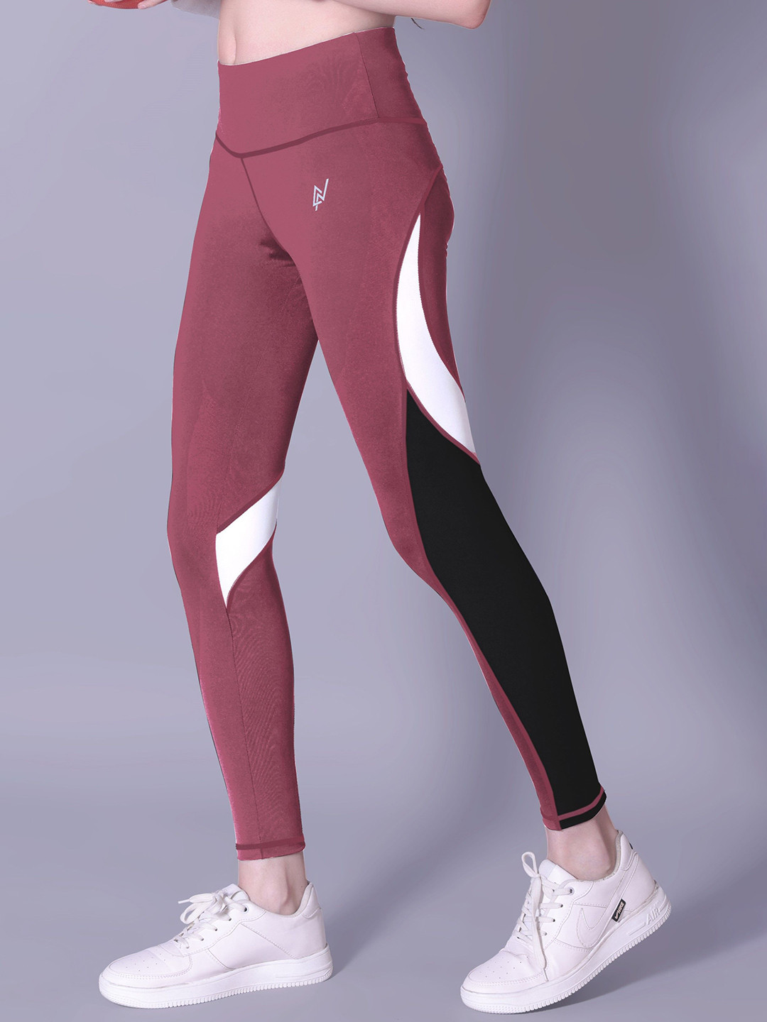 NEXSUS Colour-Blocked Mid-Rise Ankle Length Tights