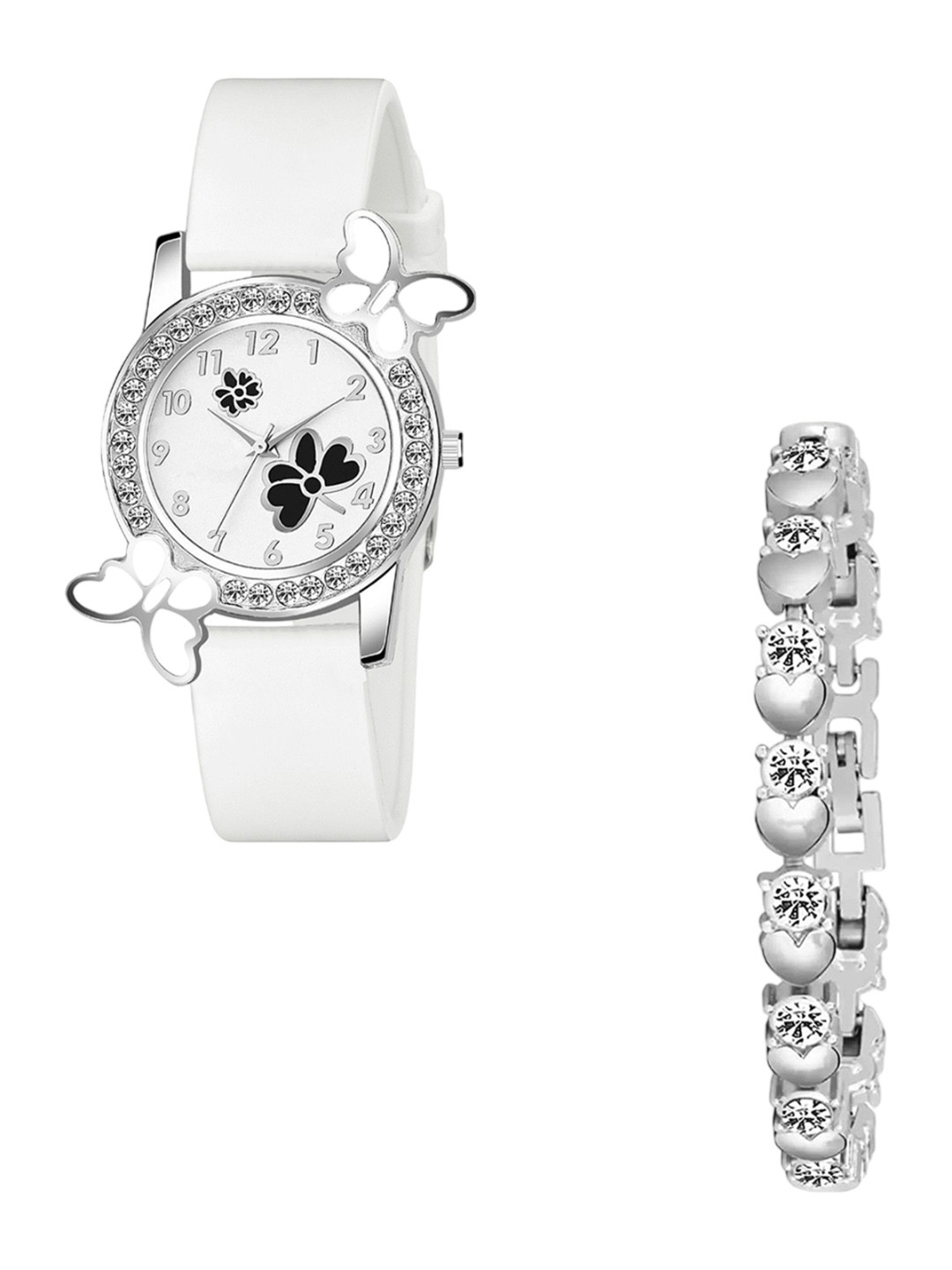 CSAMON Women Analogue Watch with Bracelet 328 WH 315BLK SLV Dani B