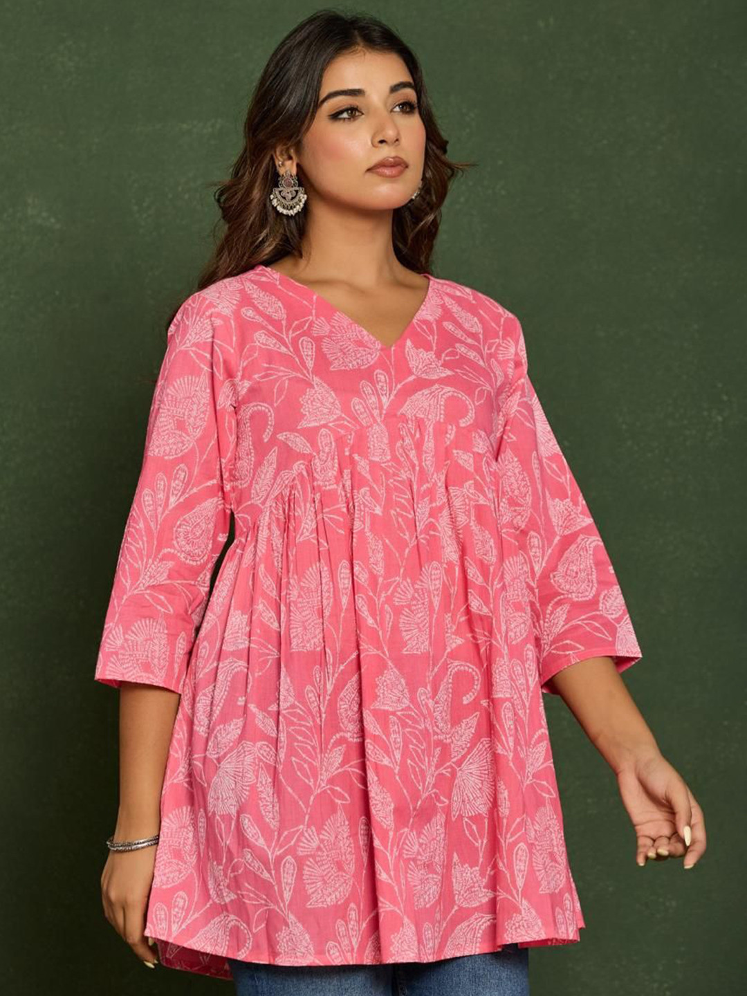 Advya Women Floral Printed Cotton Flared Tunic