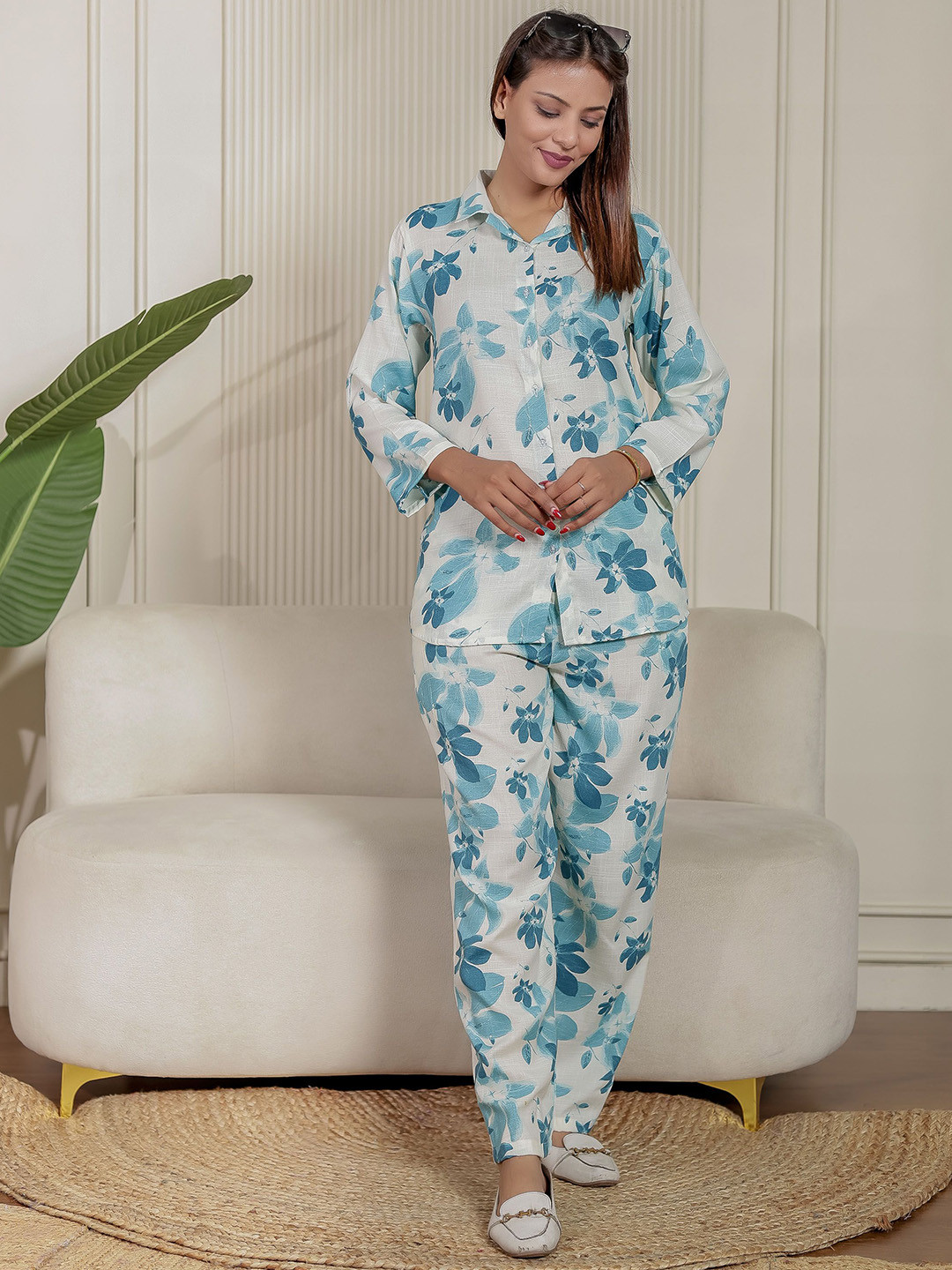 Stuffie Land Printed Three-Quarter Sleeves Shirt With Trouser