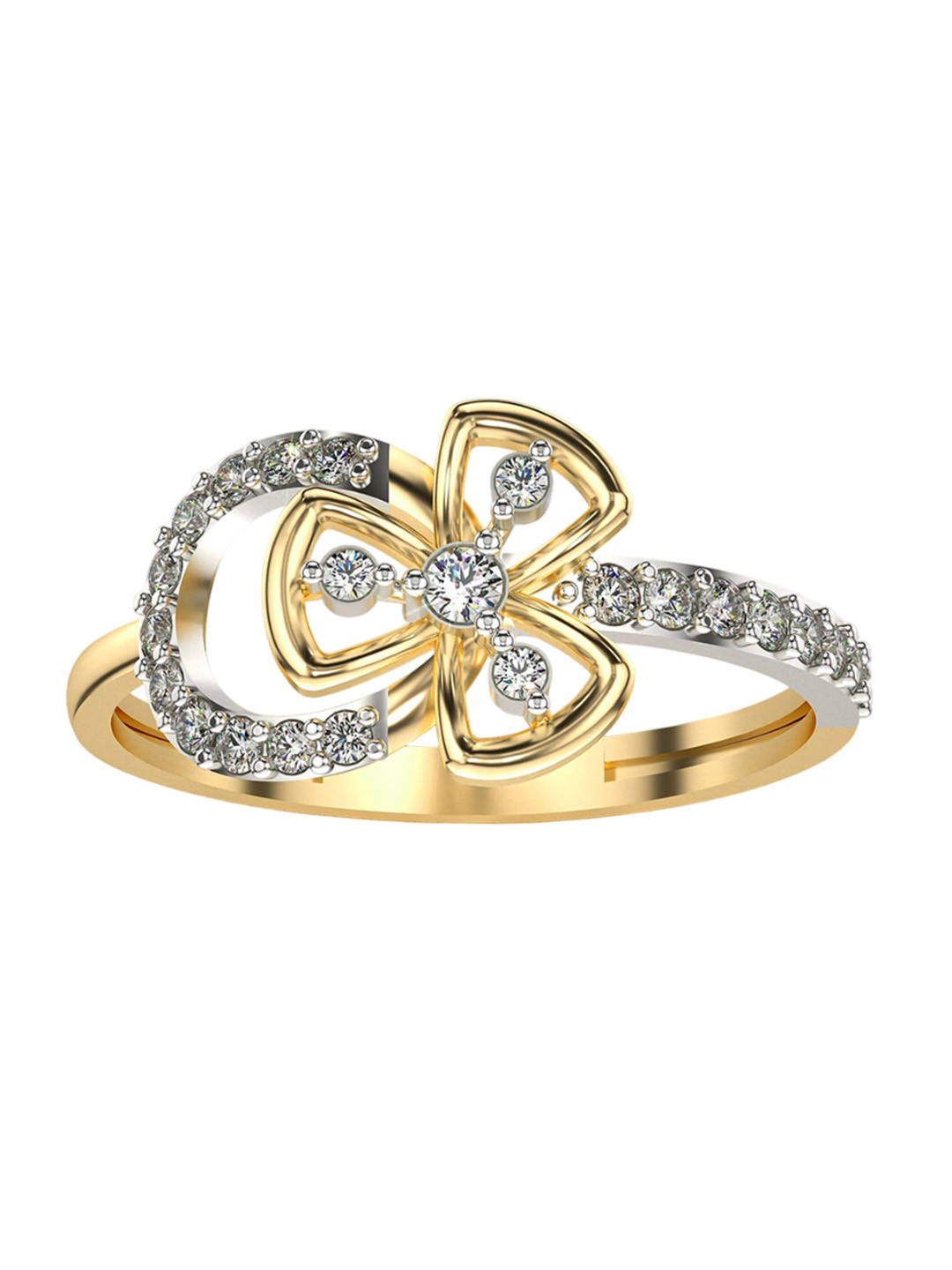 VALANOVA 14KT Gold Diamond Studded Ring 1.94 g