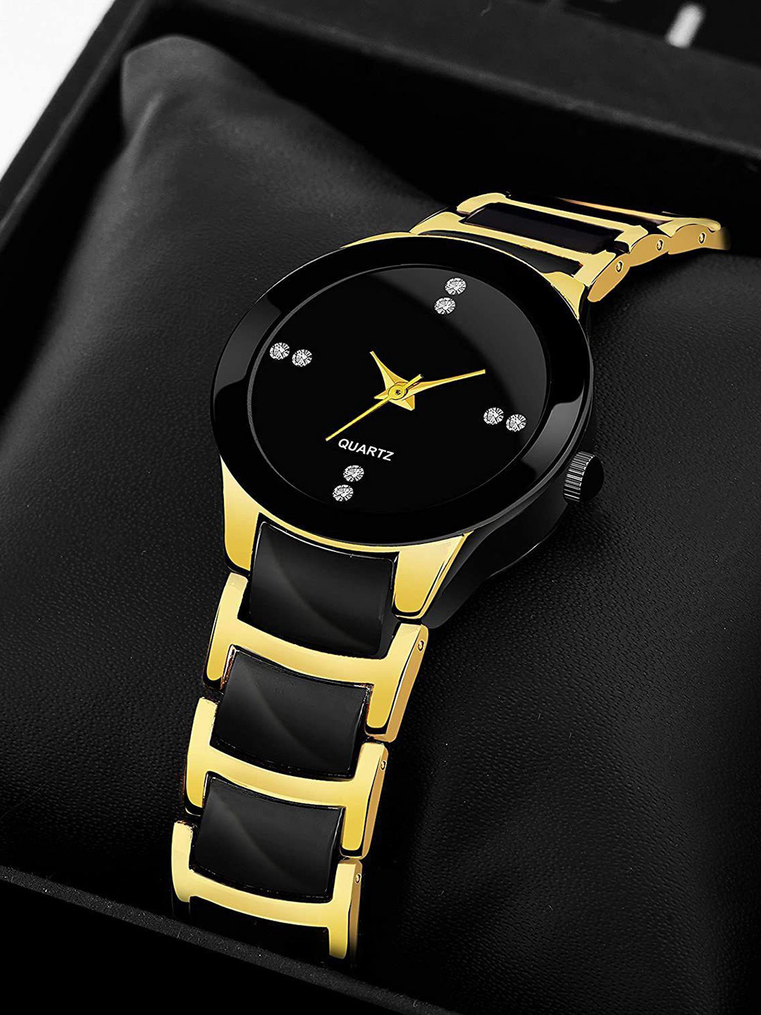 CSAMON Unisex Steel Bracelet Style Straps Analogue Watch IIK Gold Couple_Cs