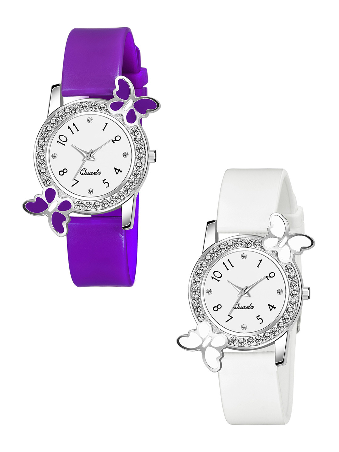 CSAMON Women Set Of 2 Embellished Dial & Analogue Watch BF Purple White_F