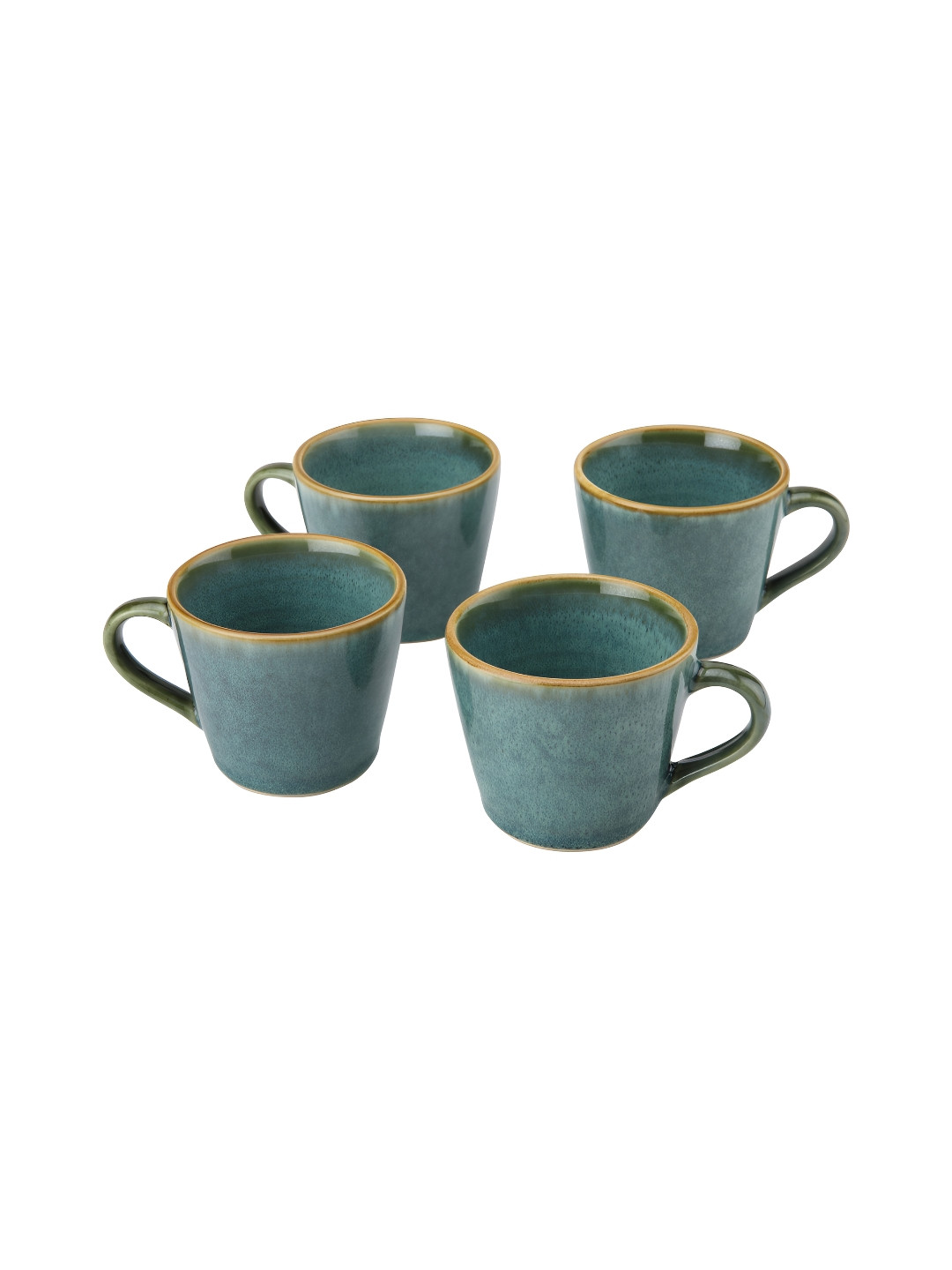 BODHI HOUSE Green 4 Pieces Ceramic Dishwasher & Microwave Safe Glossy Cups 175 ML Each