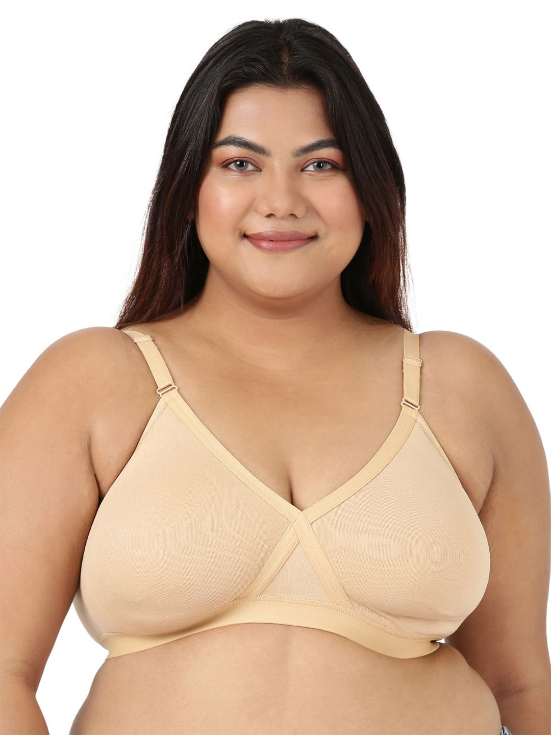 BLOSSOM Plus Size Seamless Non-Wired Double layered Crossy Lift Full Coverage T-shirt  Bra