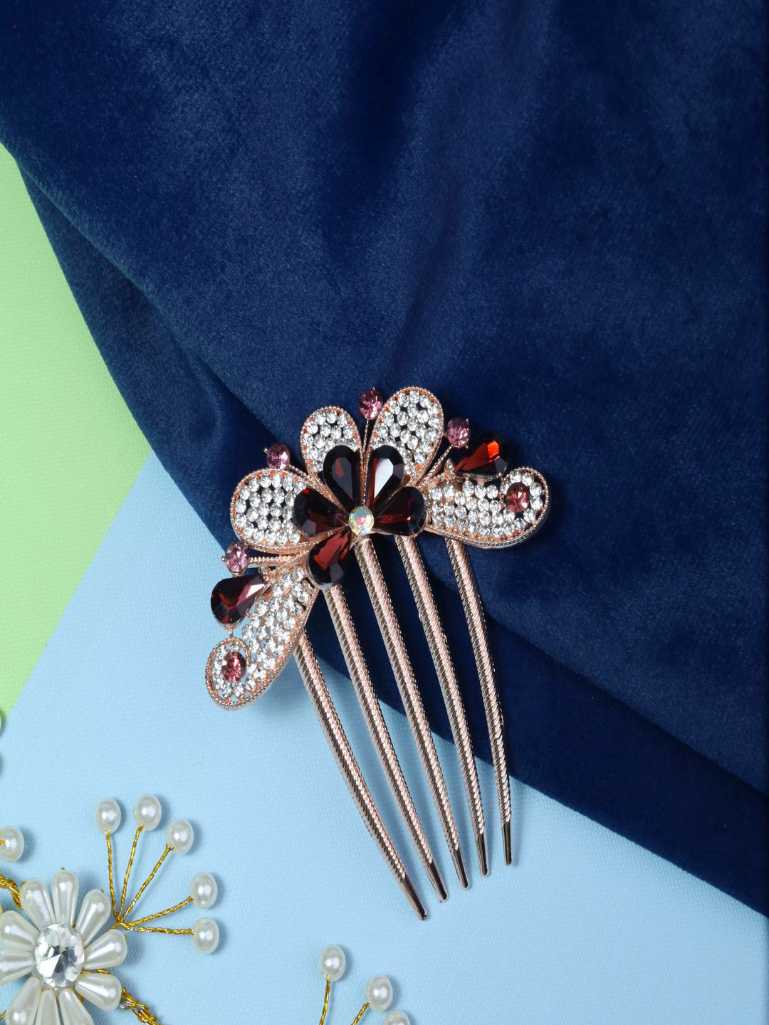 ANNA CREATIONS Women Rhinestone Comb Pin