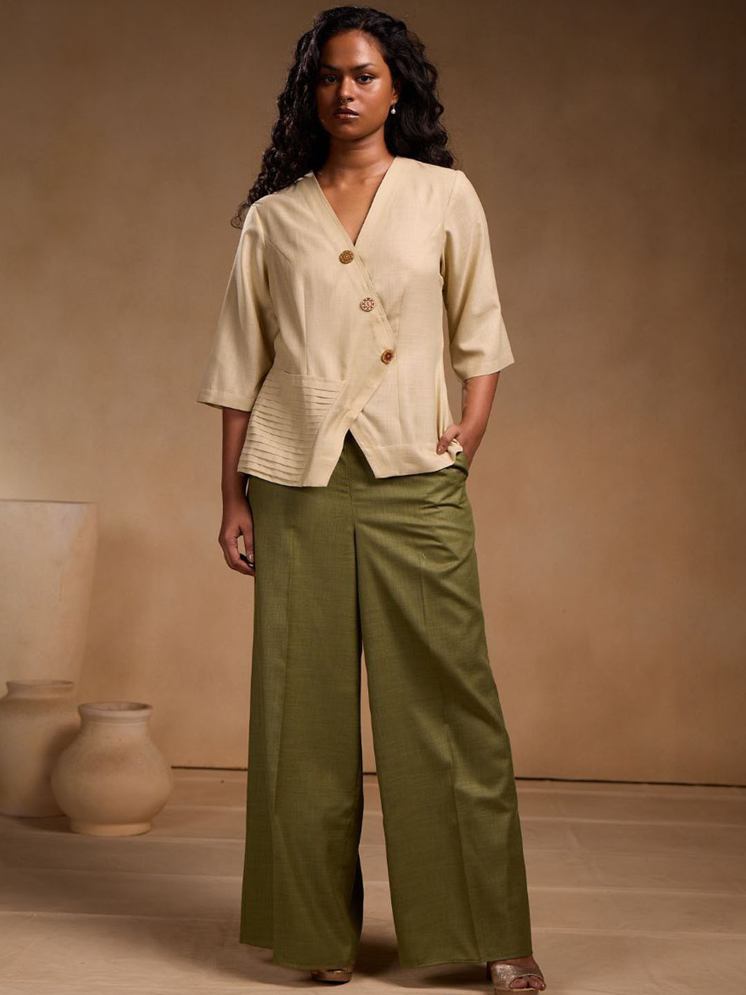 Chhaya Gandhi Design Studio Women Relaxed Fit Mid-Rise Parallel Trousers