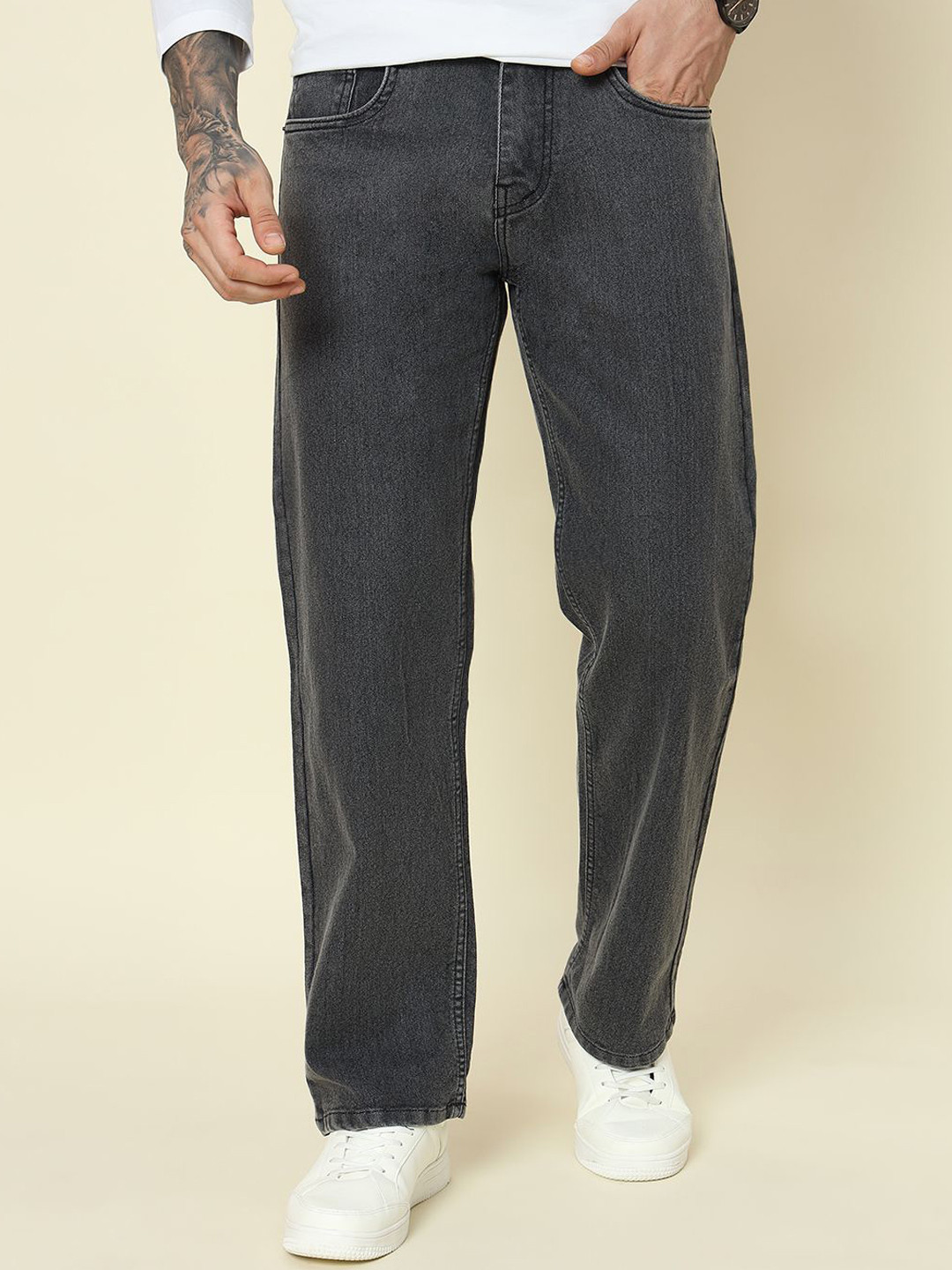 THE BEETEL HOUSE Men Baggy Mid-Rise Clean Look Stretchable Jeans