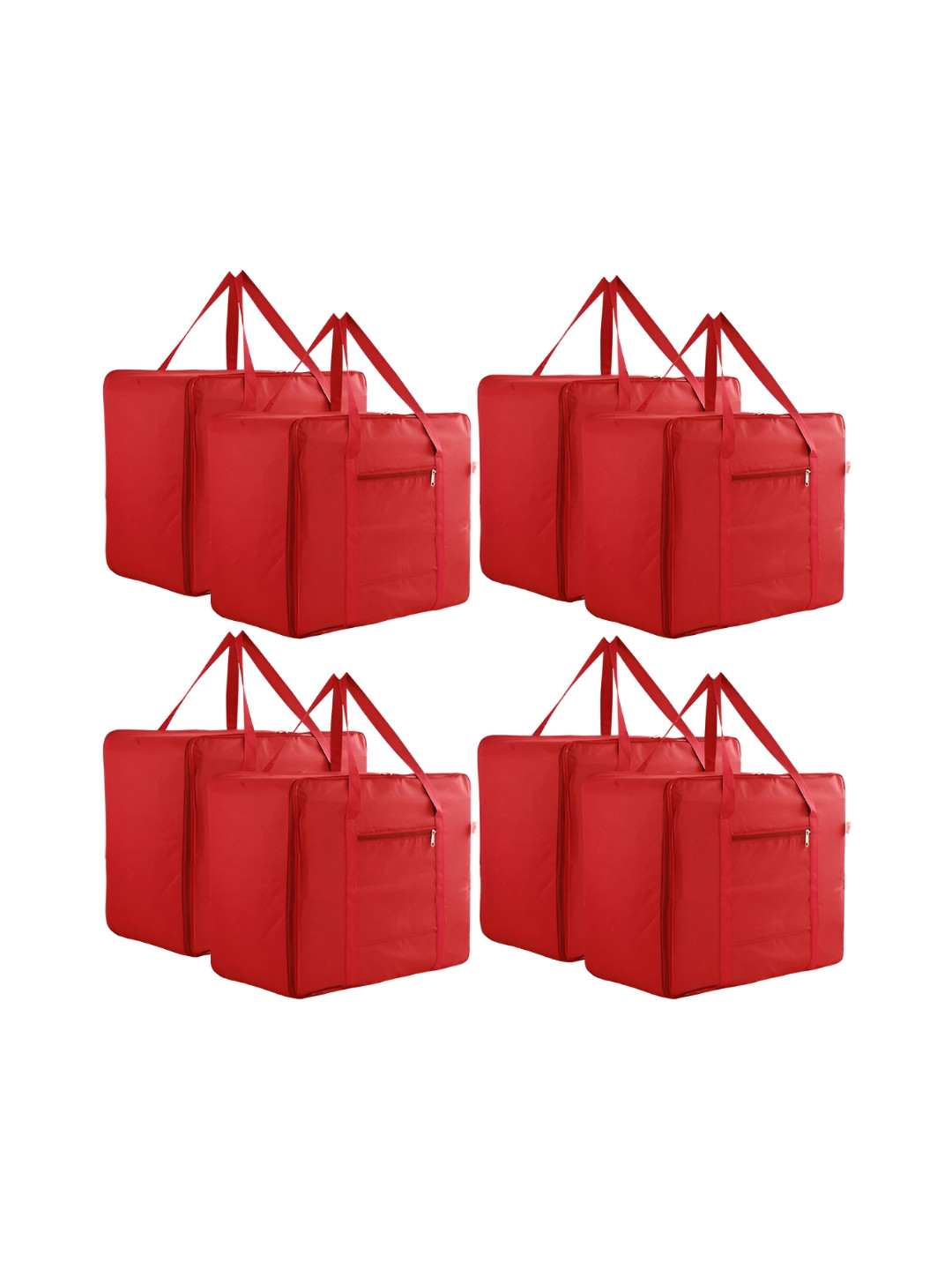 Aura Red 8 Pieces Storage Attachi Bags With Handles
