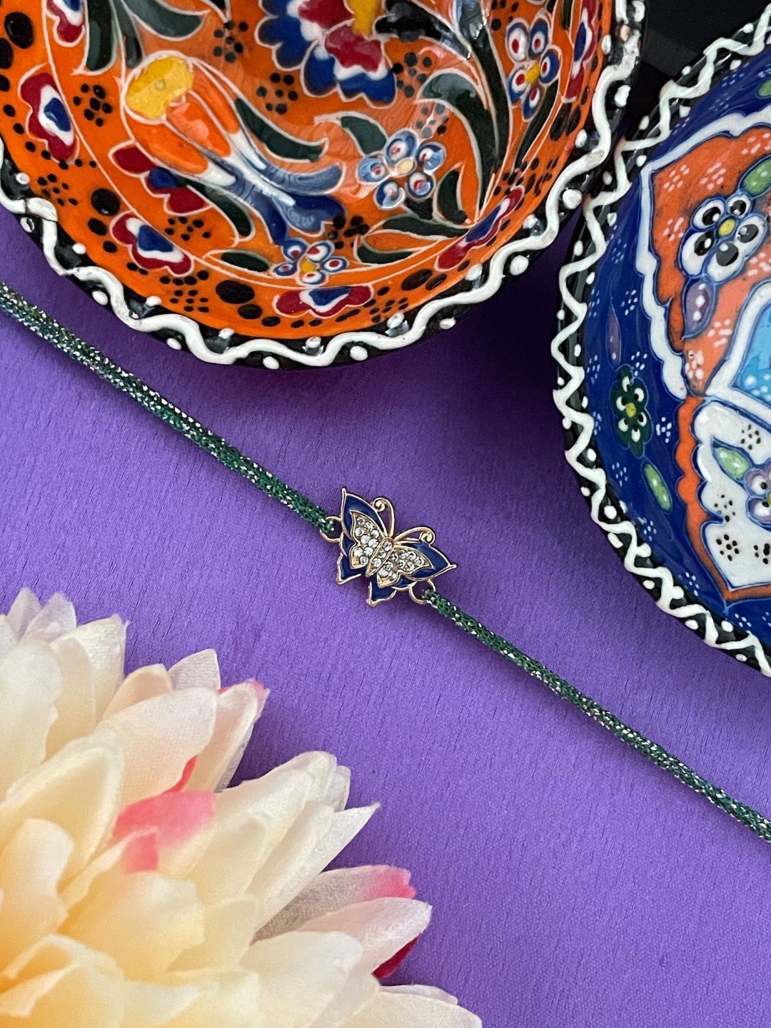 Digital Dress Room  Americon Diamond Studded Butterfly Charm Thread Rakhi