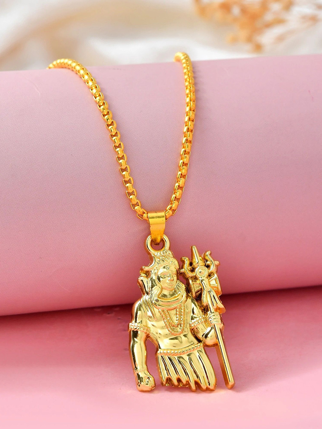 PASU FASHION Unisex Stainless Steel Shiv Ji Pendant With Chain