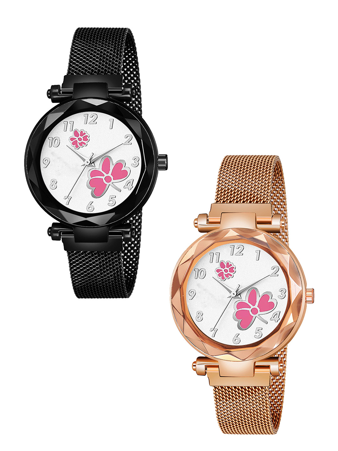 Gopal Shopcart Unisex Pack of 2 Dial&Bracelet Style Straps Analogue Watch GR_379 Black 315