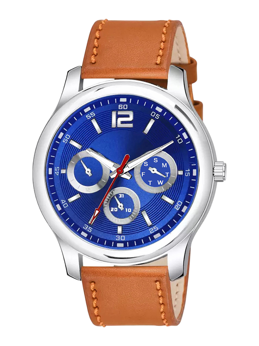 CSAMON Men Textured Dial Analogue Watch 1017 BLU D Beige Strap L