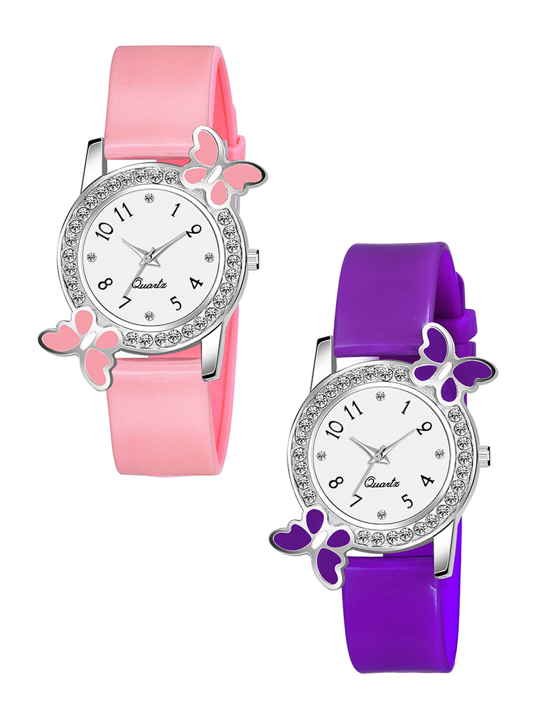 Gopal Shopcart Women Pack Of 2 Embellished Dial & Straps Analogue Watch BF Pink Purple_F