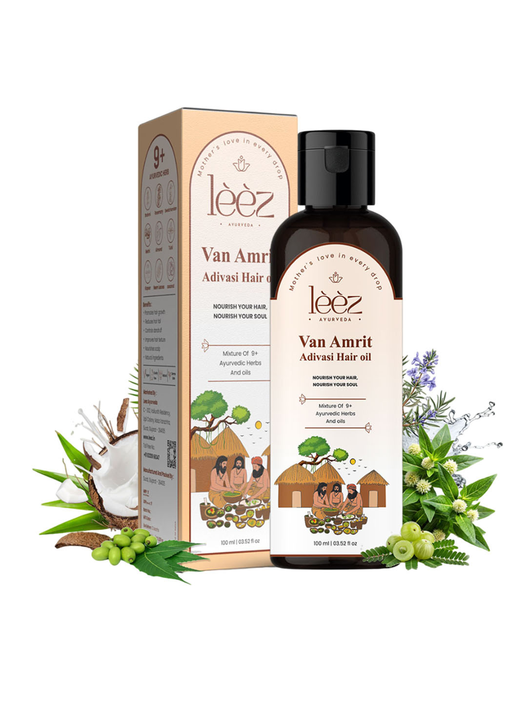Leez Ayurveda Van Amrit Adivasi Hair Oil With Amla & Neem - 100 ml