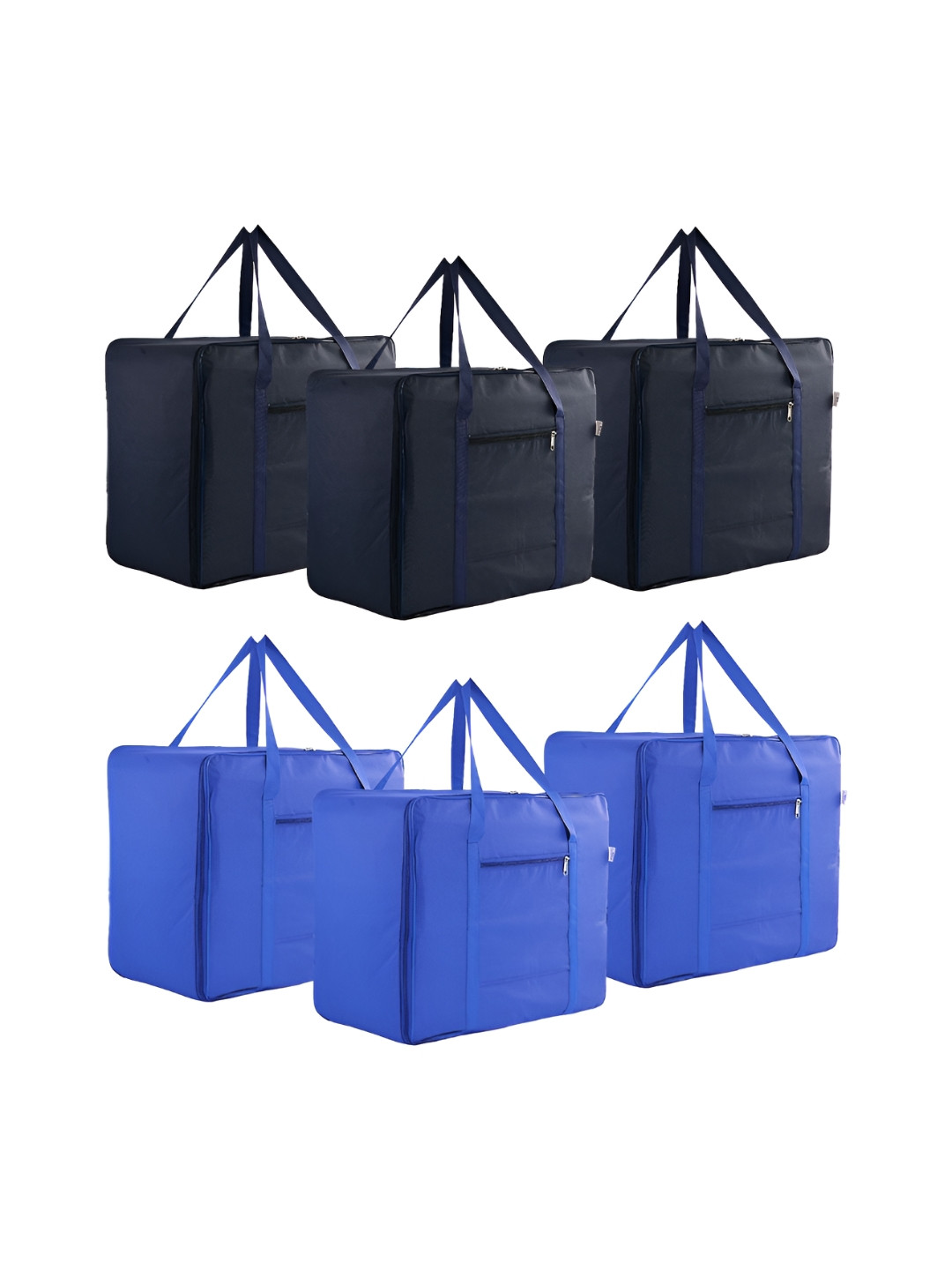 Aura Navy Blue & Blue 6 Pieces Storage Attachi Bags With Handles