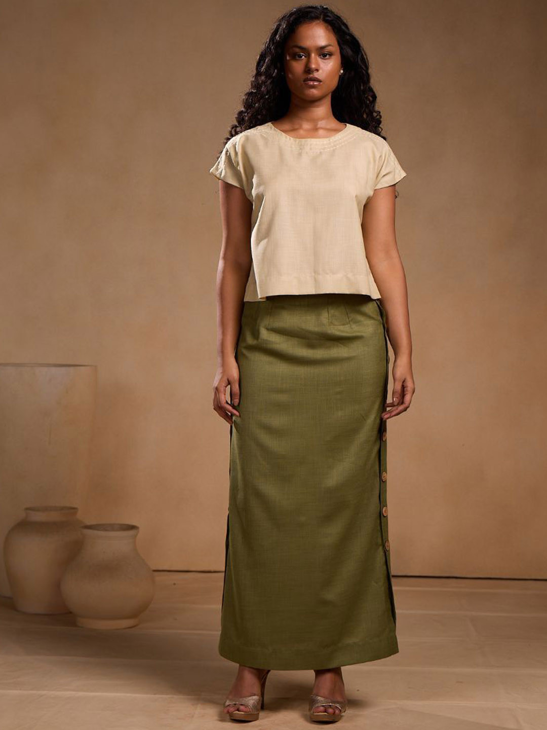 Chhaya Gandhi Design Studio Straight Maxi Skirt With Buttons
