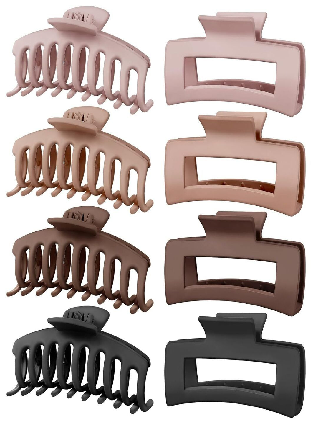 ANNA CREATIONS Women Set Of 8 Matte Claw Strong Hold Hair Clutcher