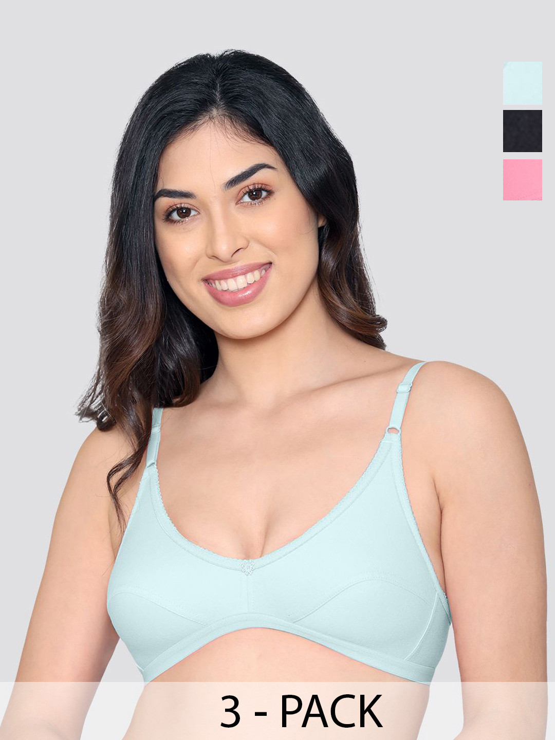 Kalyani Vidhi Pack Of 3 Women Full Coverage Non-Padded Non-Wired Everyday Bra