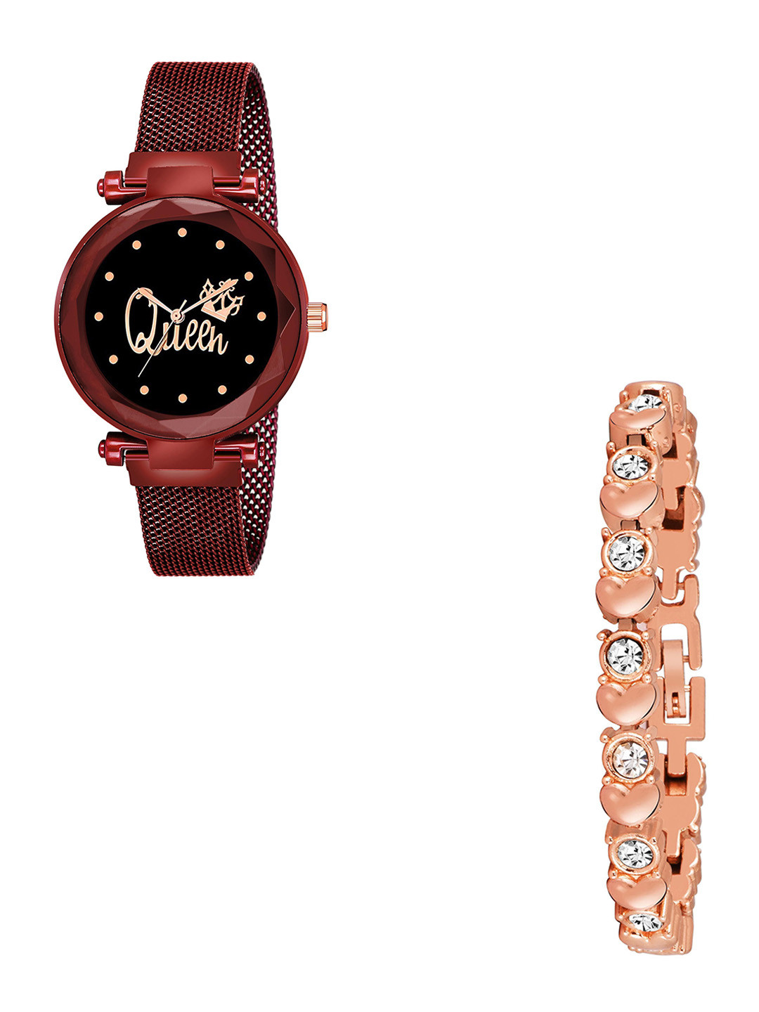 CSAMON Women Dial Analogue Watch with Bracelet Queen Red maganet copper Bracelet