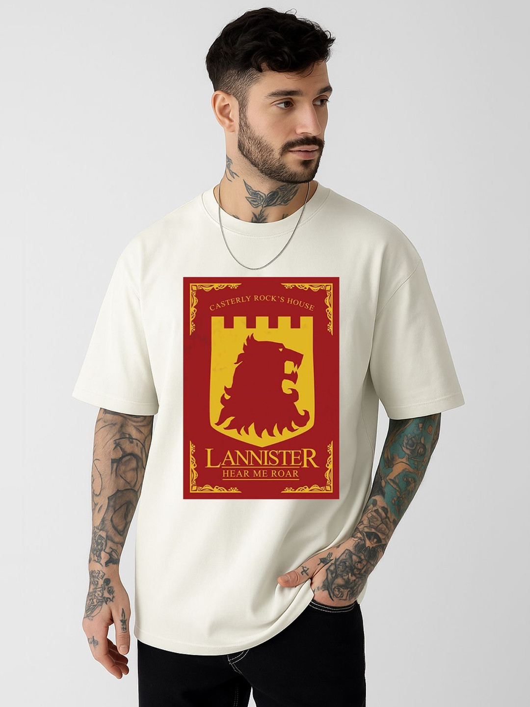 Be Crazy Men Game Of Thrones Graphic Printed Round Neck Cotton Oversized T-shirt