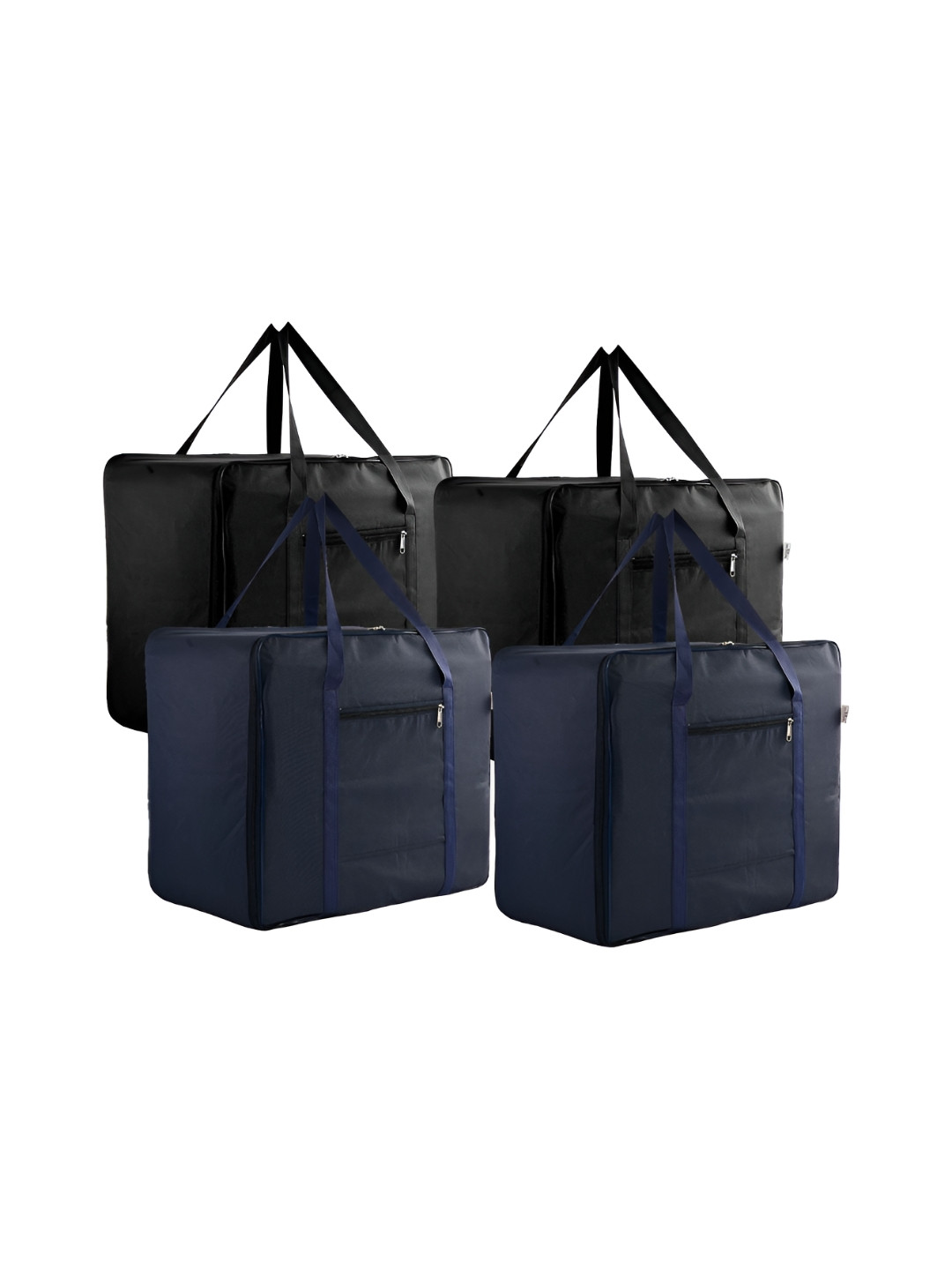 Aura Navy Blue & Black 4 Pieces Multi-Utility Organiser Bag With Handle