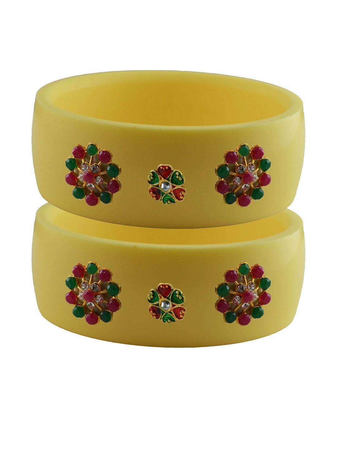 Vidhya Kangan Pack of 2 plastic Multi floral design Bangle set