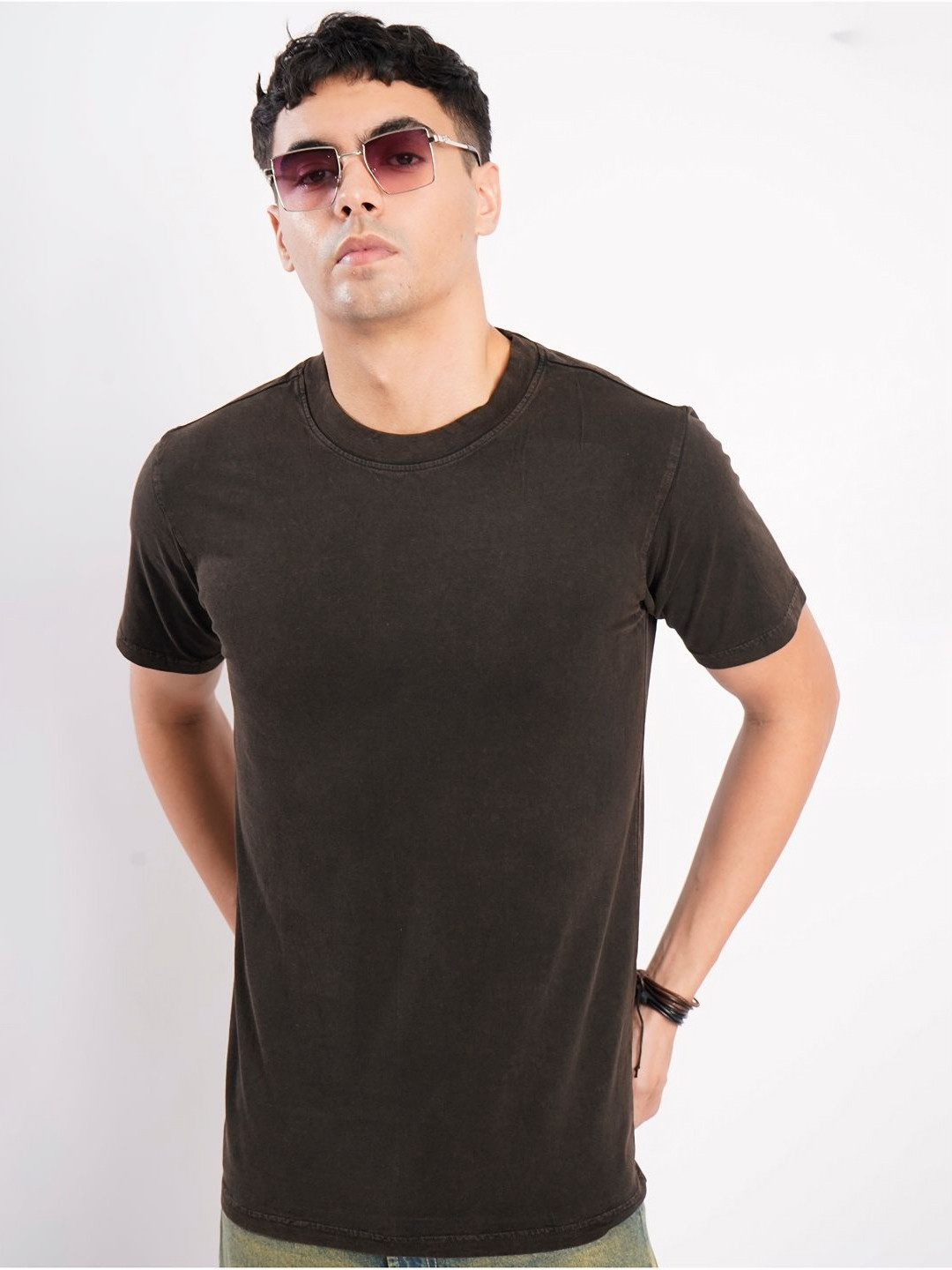 Bene Kleed Men Round Neck Acid Wash Regular Fit Cotton T-shirt