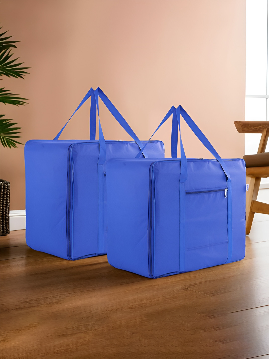 Aura Blue 2 Pieces Storage Attachi Bags With Handles