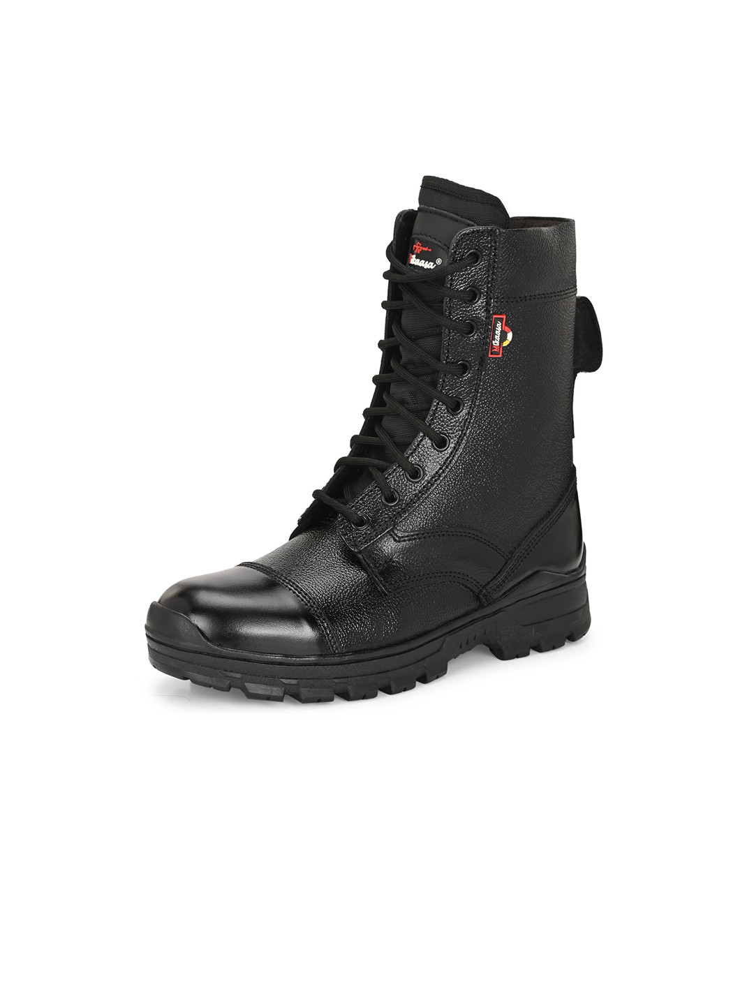 MIKAASA Men Textured Leather 8.0 Insulated Mid Calf Full Grain Tumbled Tactical Boots