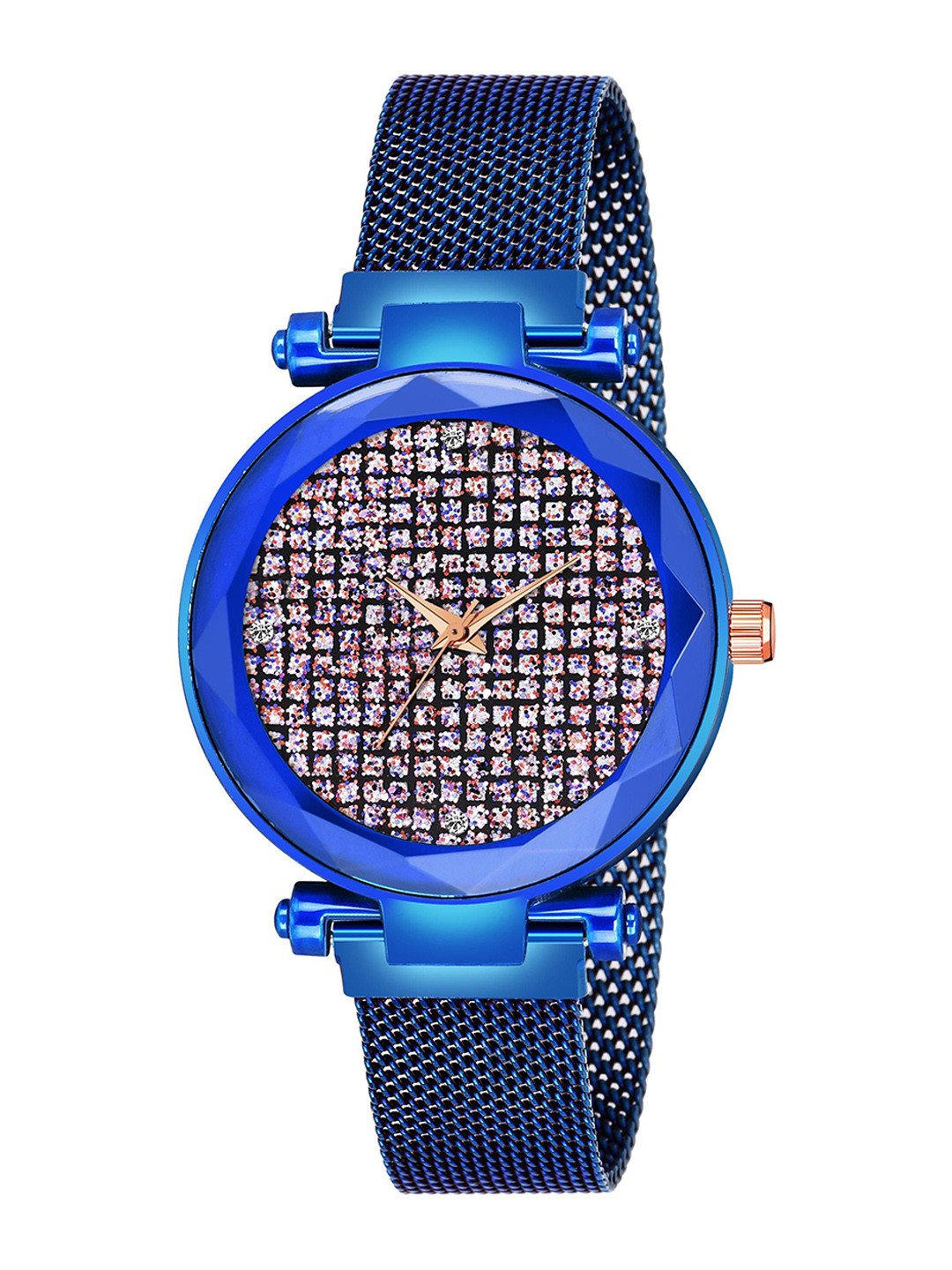 CSAMON Women Printed Dial & Bracelet Style Straps Analogue Watch GR_379_Blue_Full Diamouns