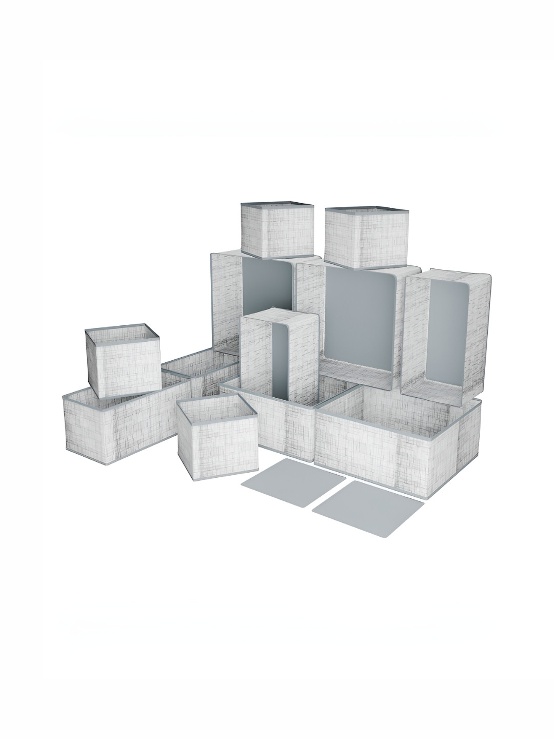 Aura Grey And White 12 Pieces Striped Drawer Storage Organisers