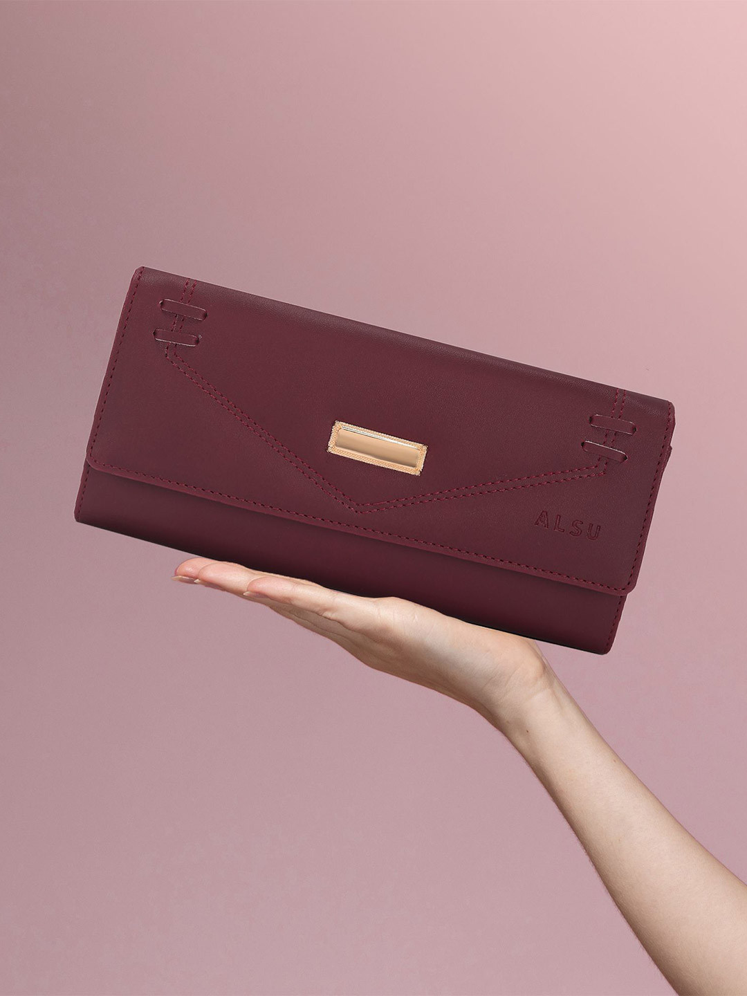 ALSU Women Solid Two-Folded Wallet