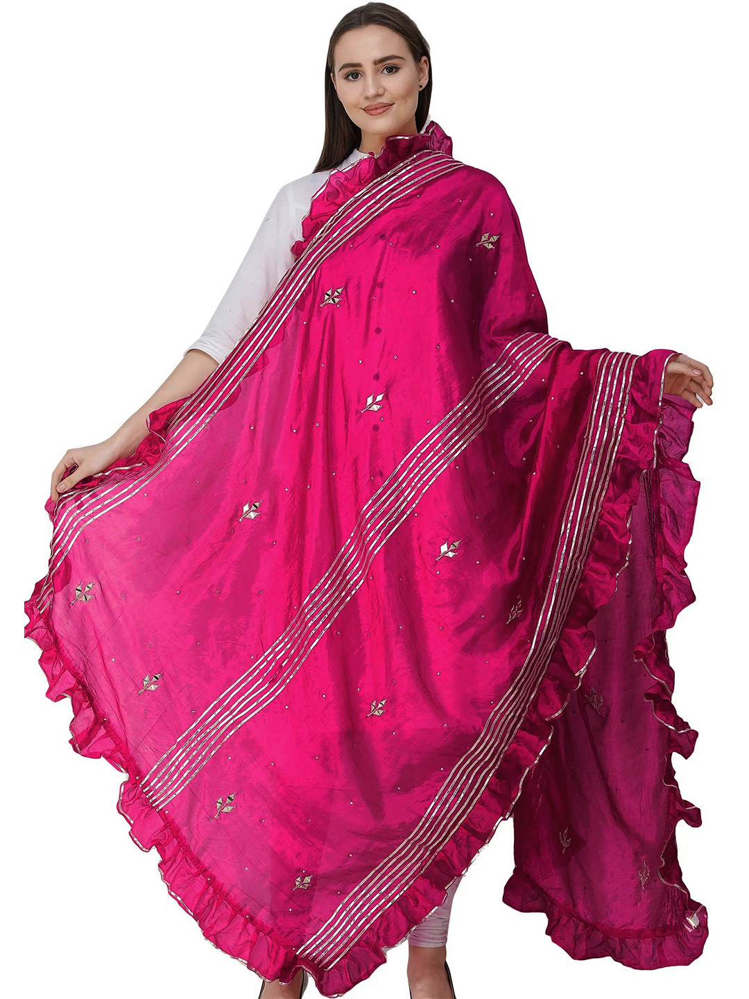 Exotic India Dupatta From Amritsar With Gota Patches And Frill Border