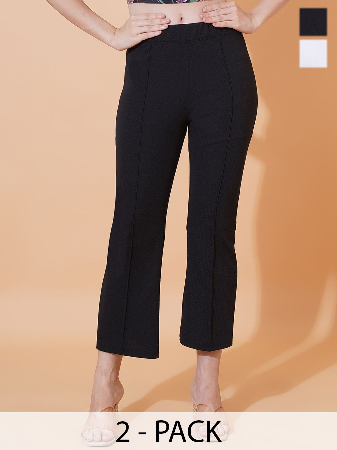 kintu parantu Women Pack Of 2 Comfort Bootcut Trousers